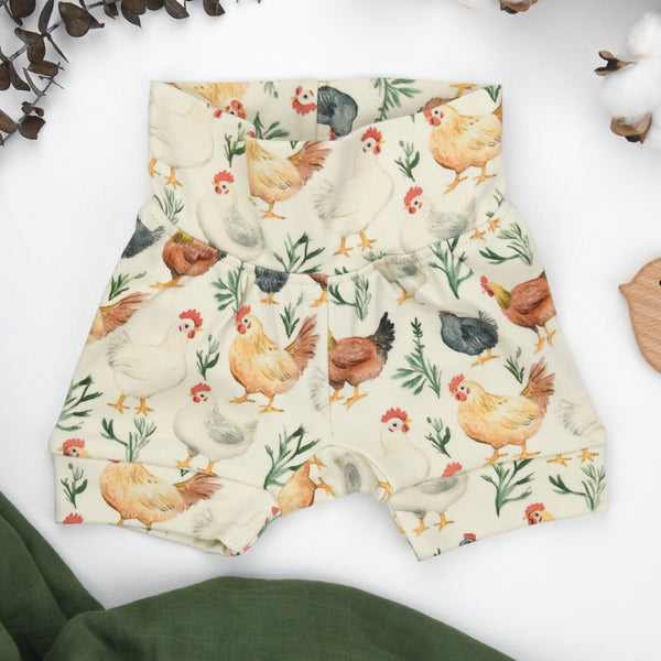 Organic Cotton High Waist Baby Shorts, Flax Organic Earthy Clothing